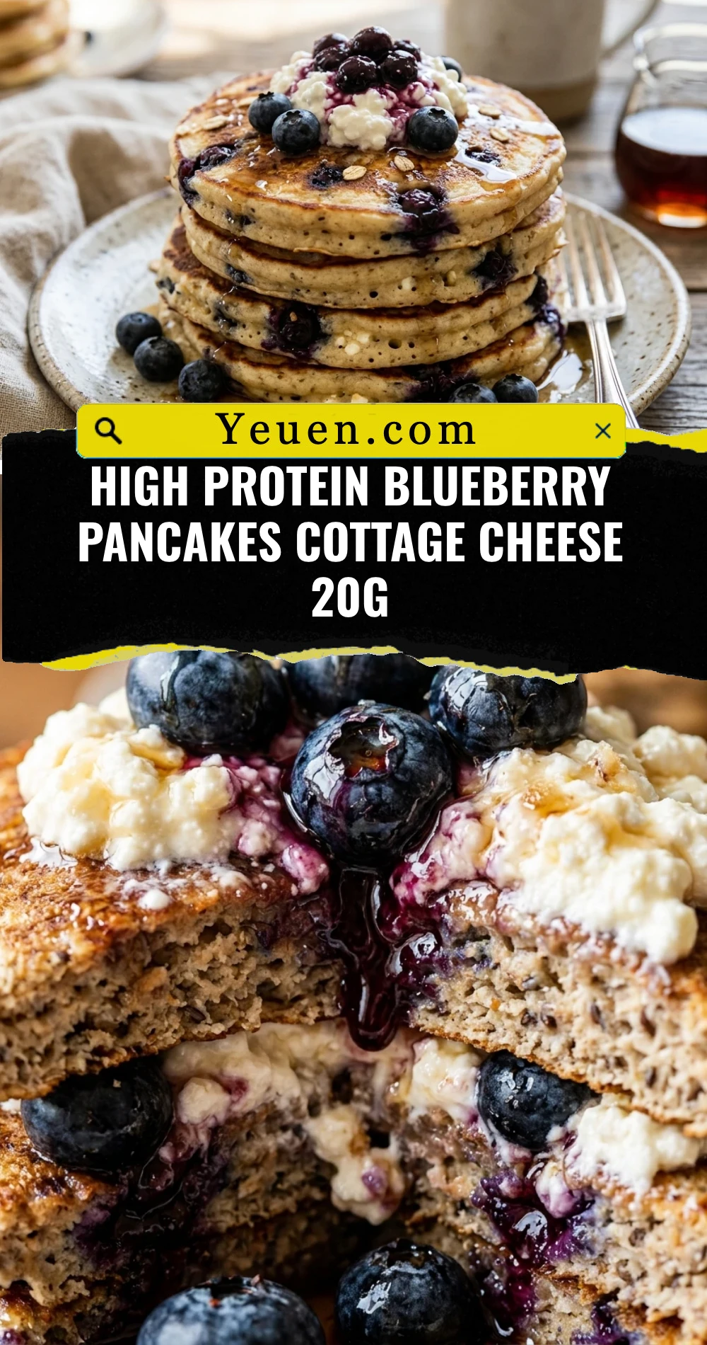 High Protein Blueberry Pancakes Cottage Cheese 20g