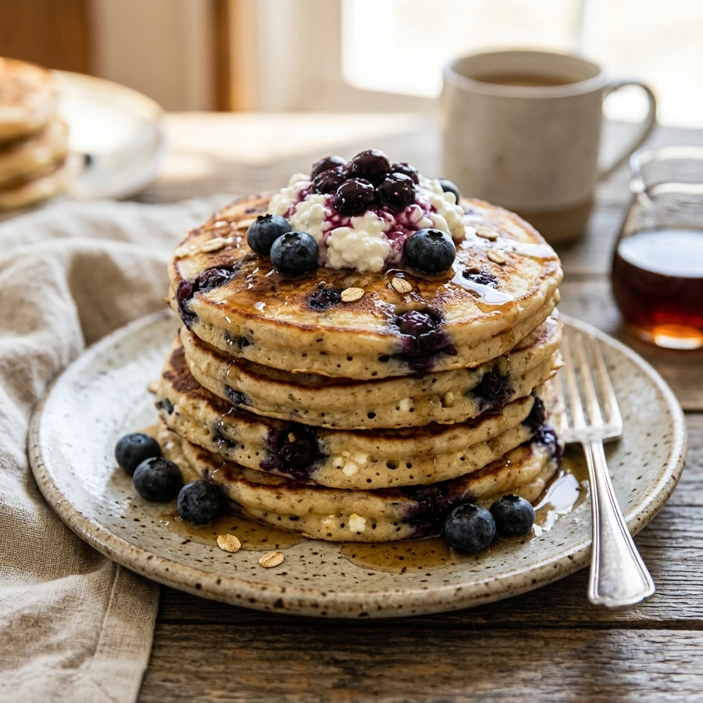 High Protein Blueberry Pancakes Cottage Cheese 20g