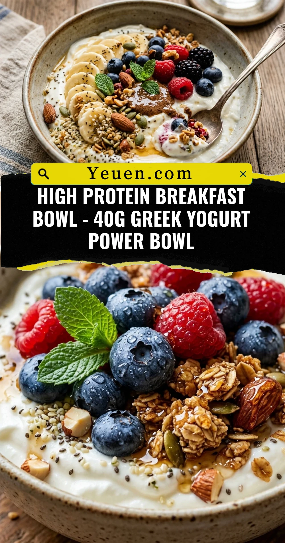 High Protein Breakfast Bowl - 40g Greek Yogurt Power Bowl