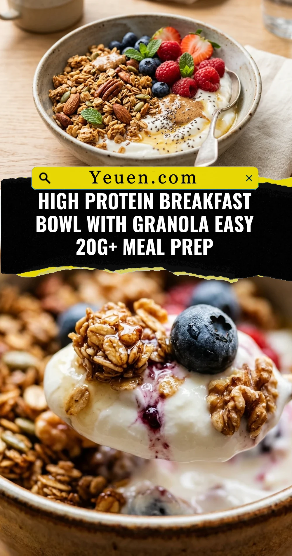 High Protein Breakfast Bowl With Granola Easy 20g+ Meal Prep
