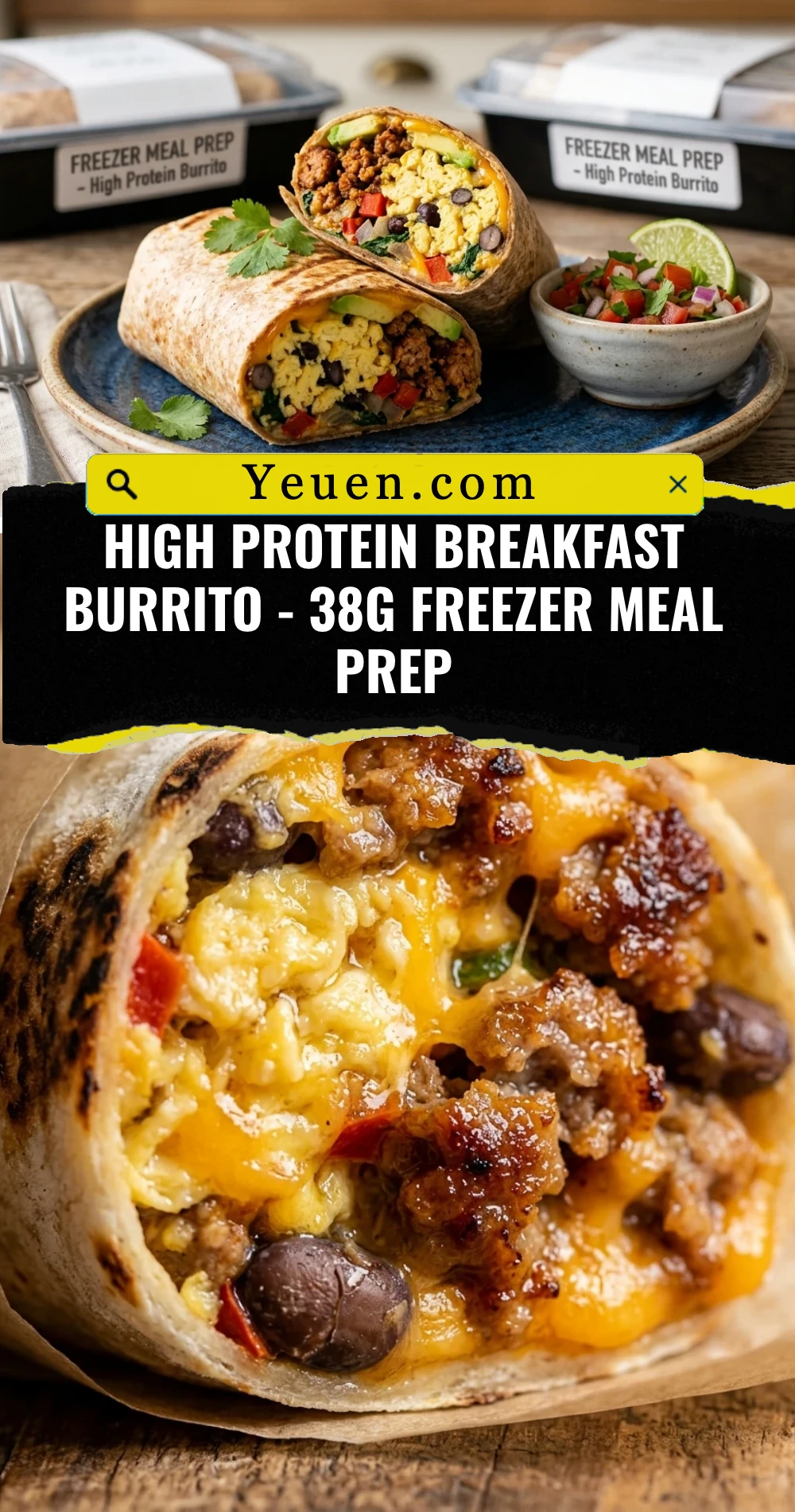 High Protein Breakfast Burrito - 38g Freezer Meal Prep