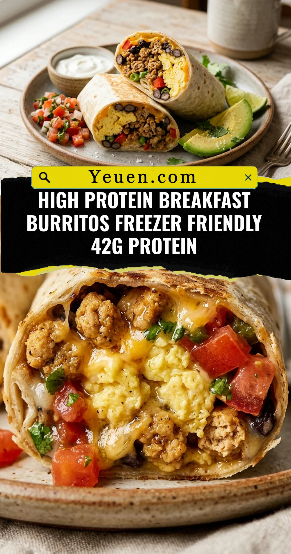 High Protein Breakfast Burritos Freezer Friendly 42g Protein