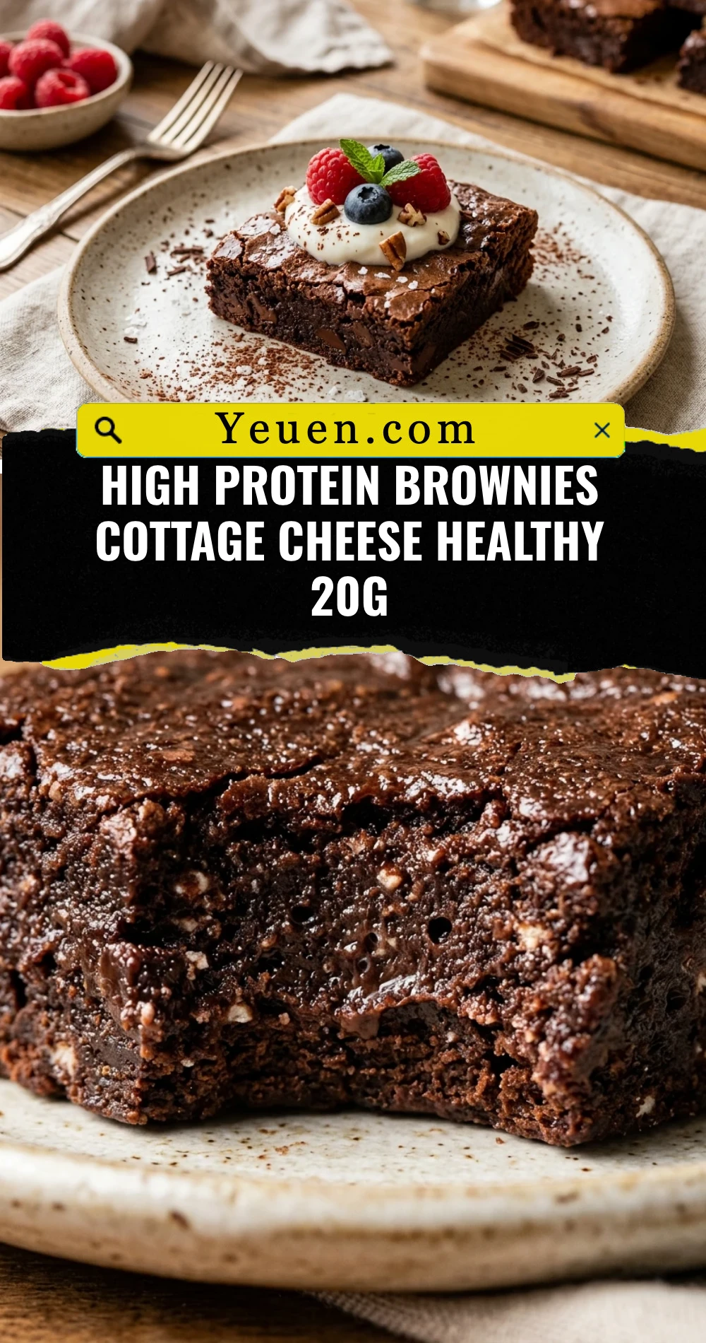 High Protein Brownies Cottage Cheese Healthy 20g