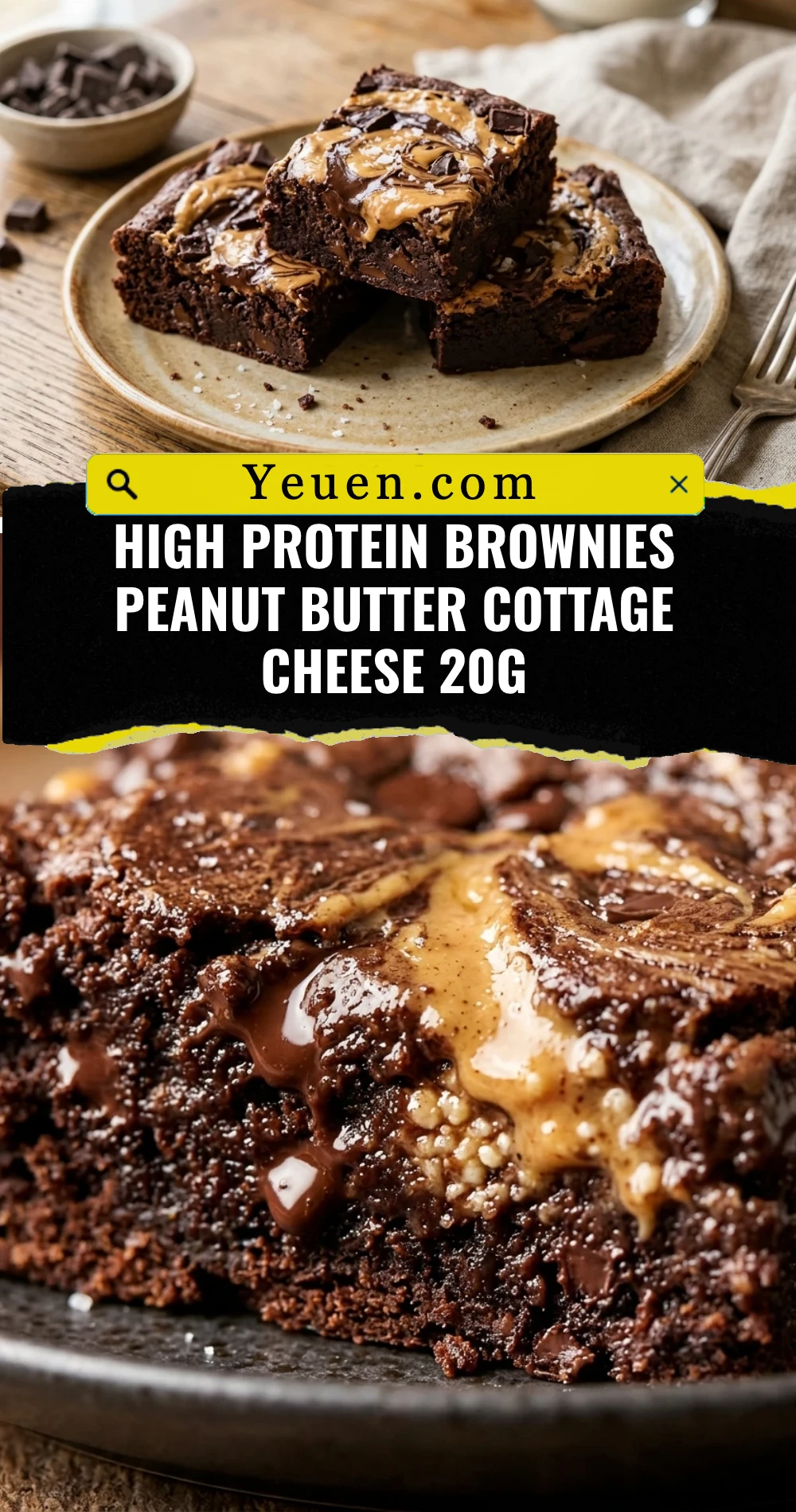 High Protein Brownies Peanut Butter Cottage Cheese 20g
