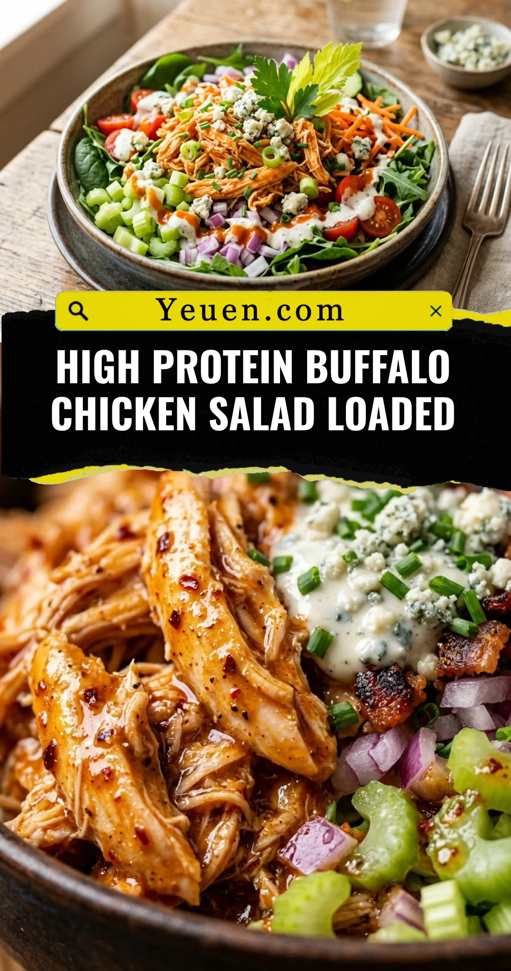 High Protein Buffalo Chicken Salad Loaded
