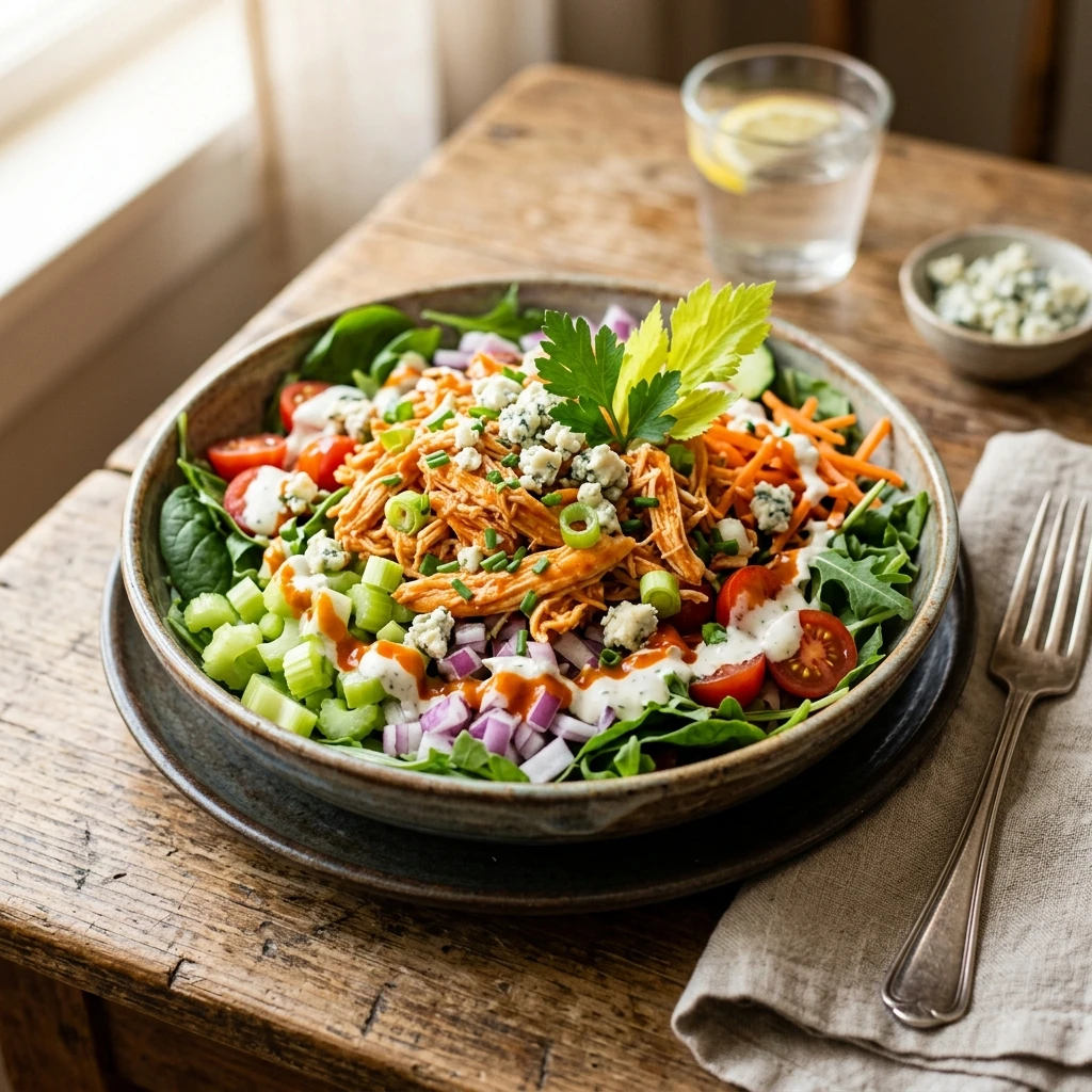 High Protein Buffalo Chicken Salad Loaded