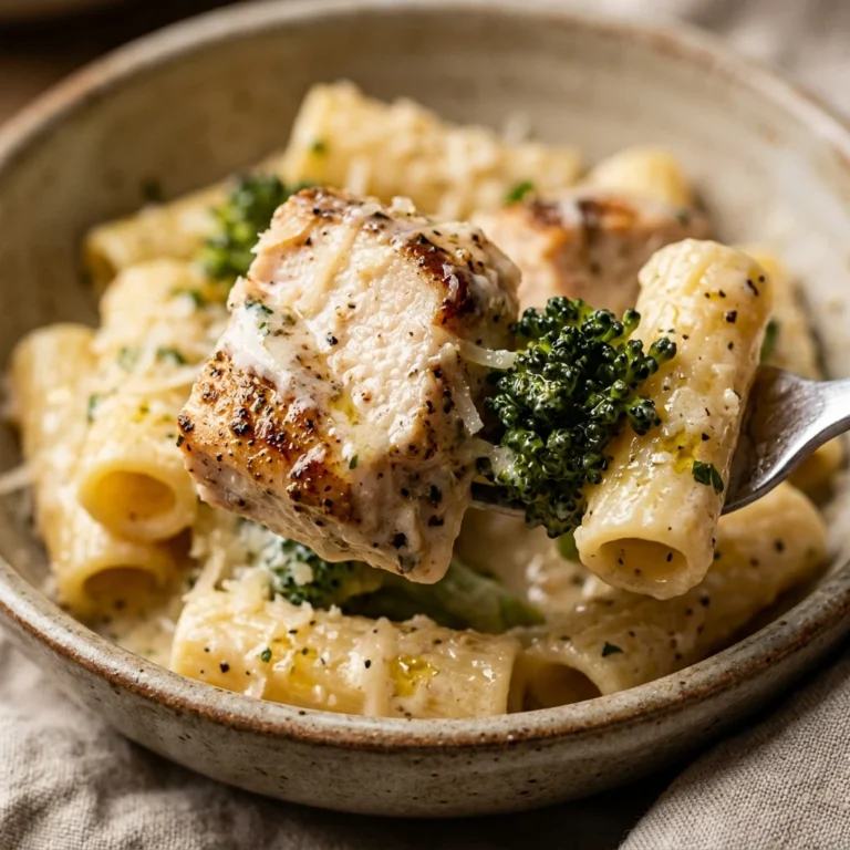 High Protein Chicken Alfredo Pasta With Broccoli 42g Protein