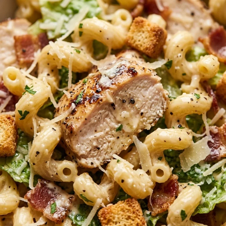 High Protein Chicken Caesar Pasta Salad