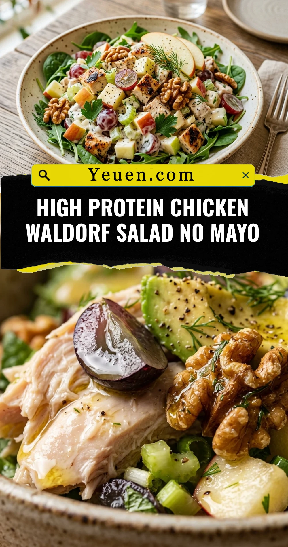 High Protein Chicken Waldorf Salad No Mayo