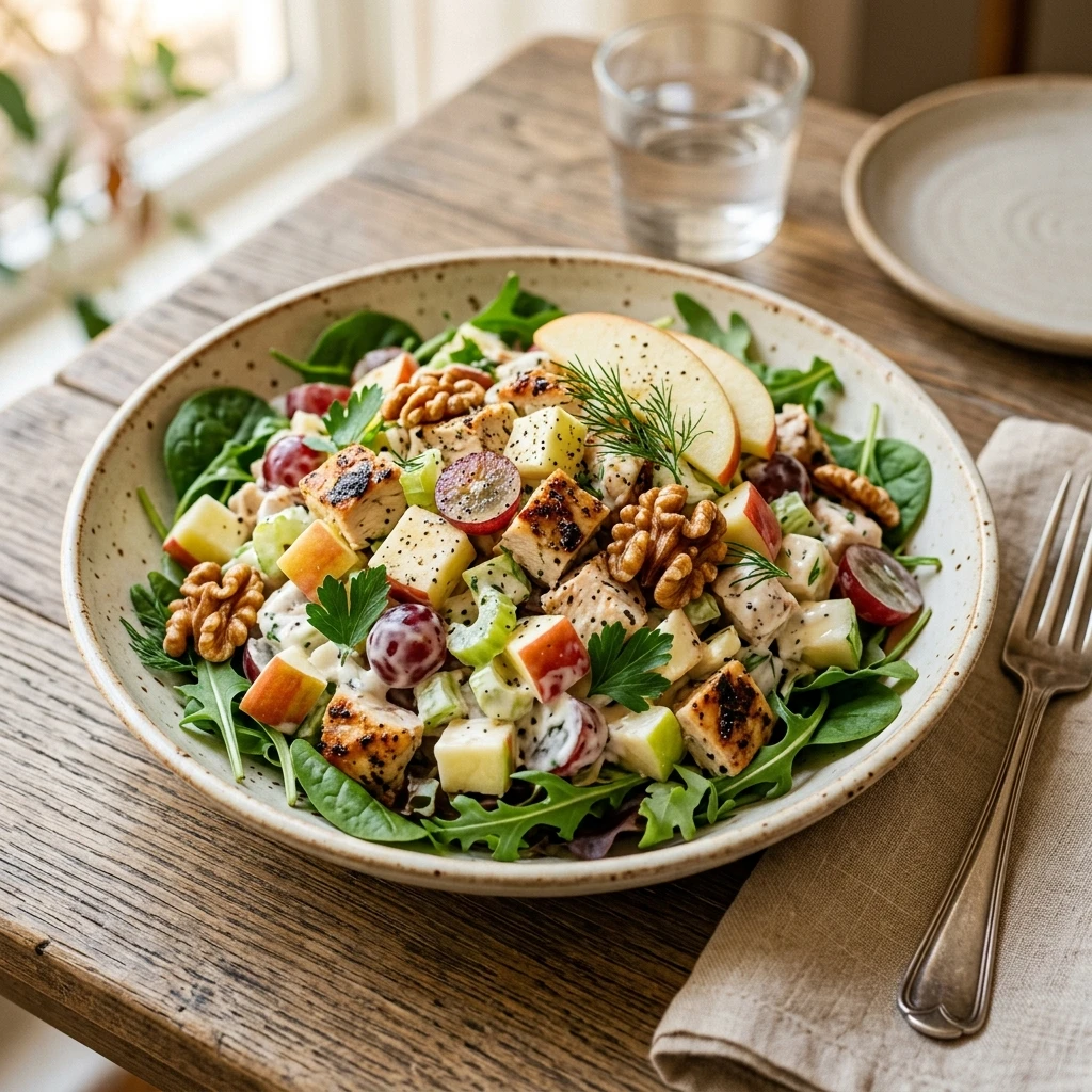 High Protein Chicken Waldorf Salad No Mayo