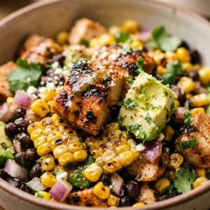 High Protein Chipotle Chicken Corn Salad Loaded
