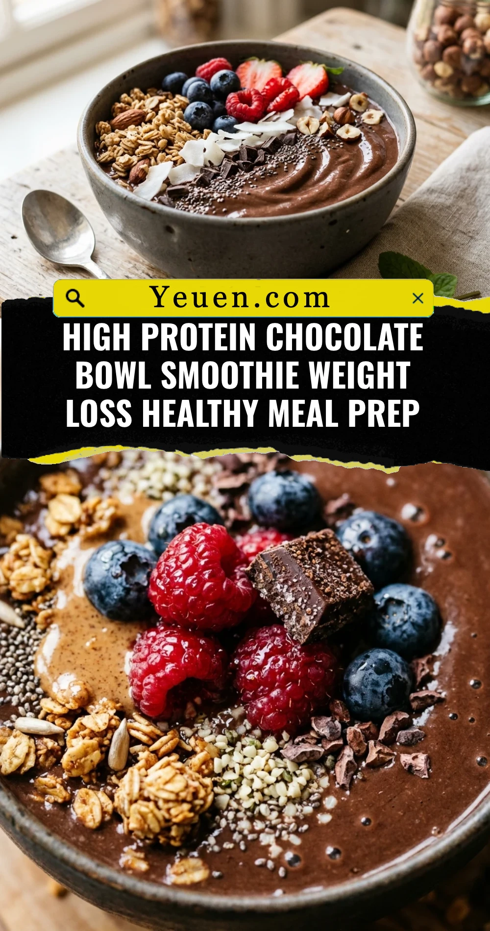 High Protein Chocolate Bowl Smoothie Weight Loss Healthy Meal Prep