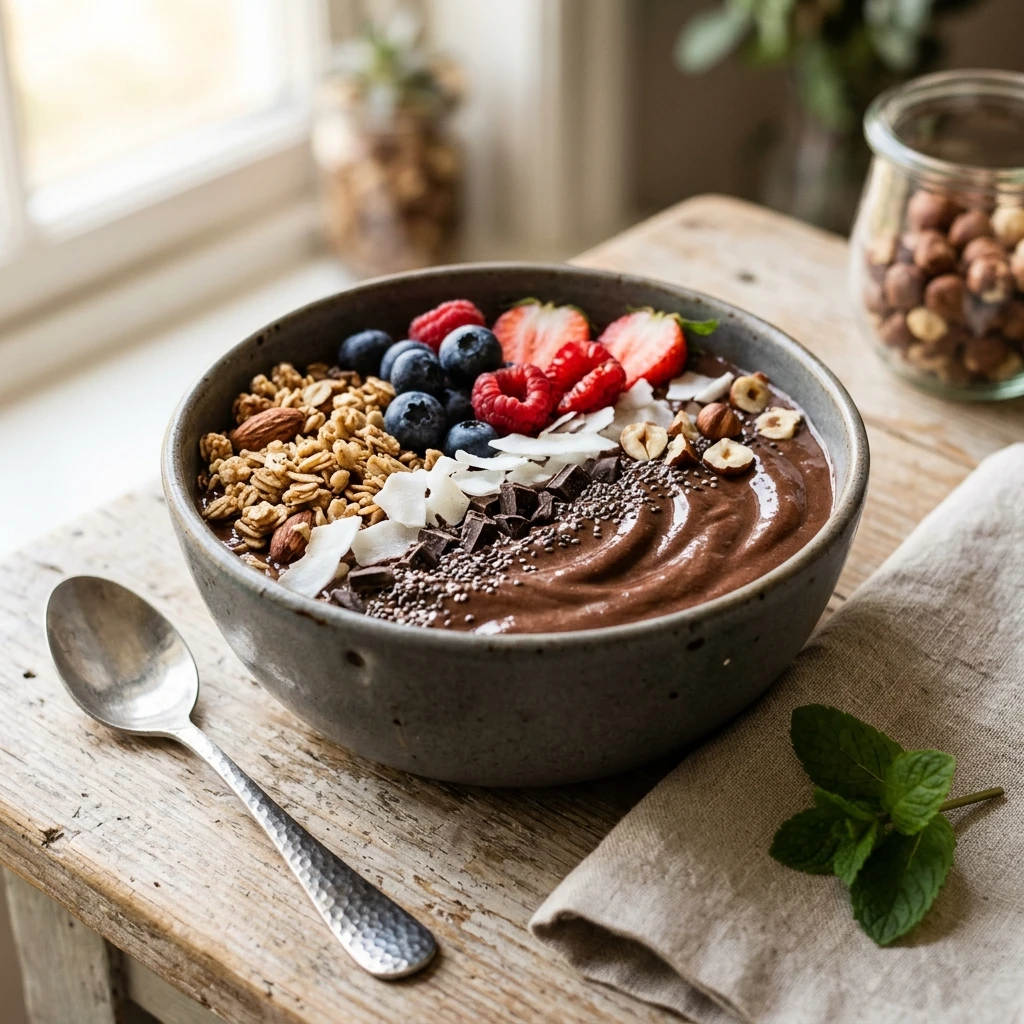 High Protein Chocolate Bowl Smoothie Weight Loss Healthy Meal Prep