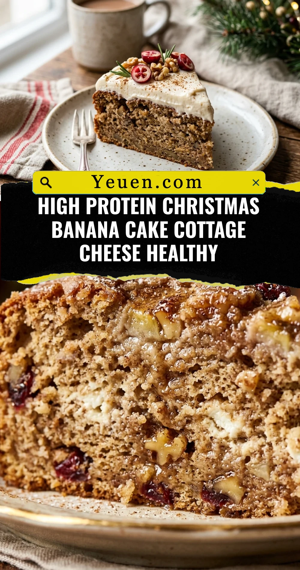 High Protein Christmas Banana Cake Cottage Cheese Healthy