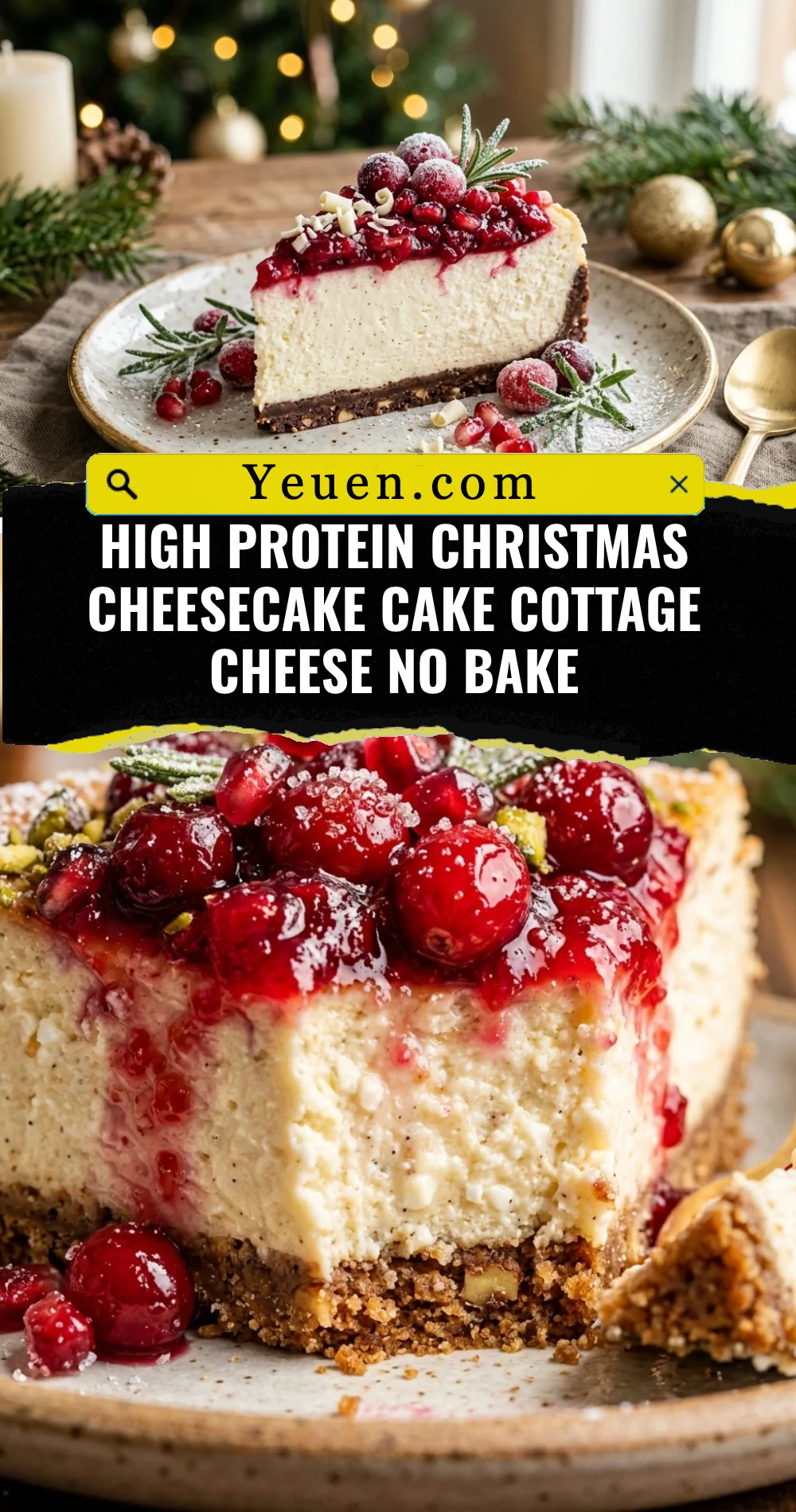 High Protein Christmas Cheesecake Cake Cottage Cheese No Bake