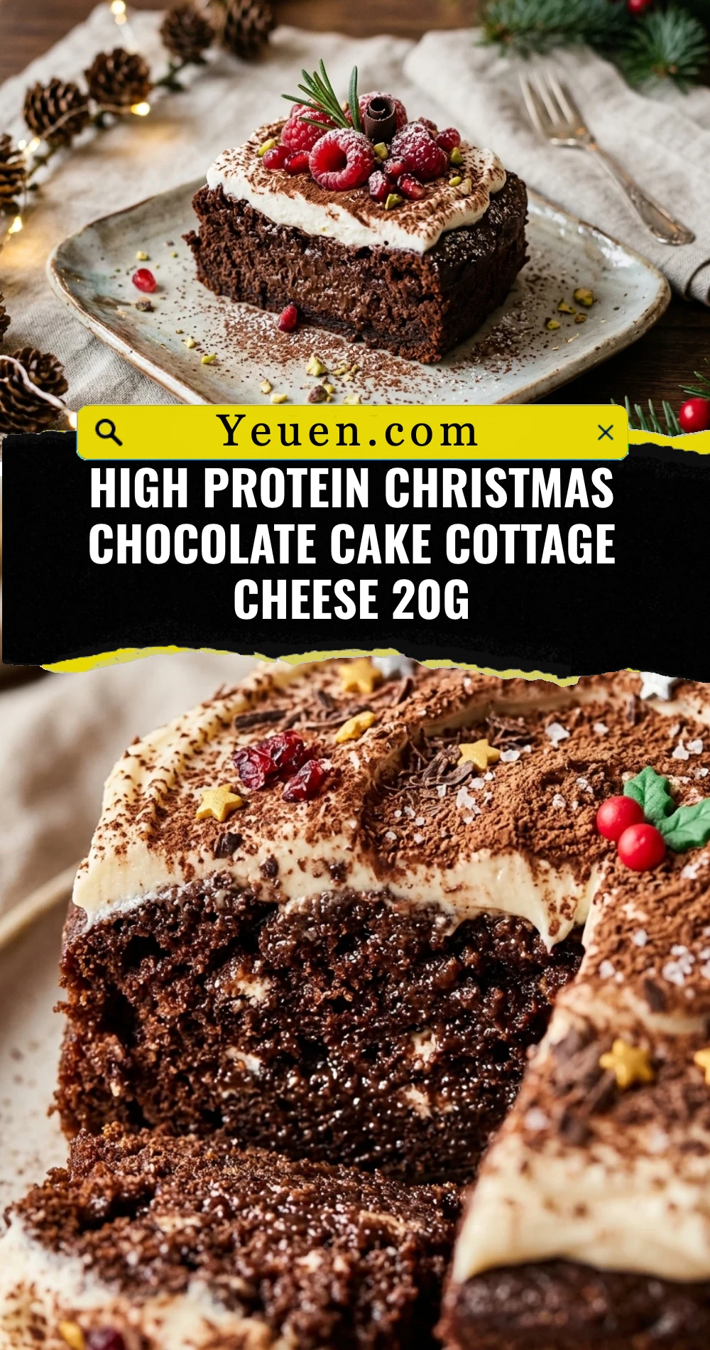 High Protein Christmas Chocolate Cake Cottage Cheese 20g
