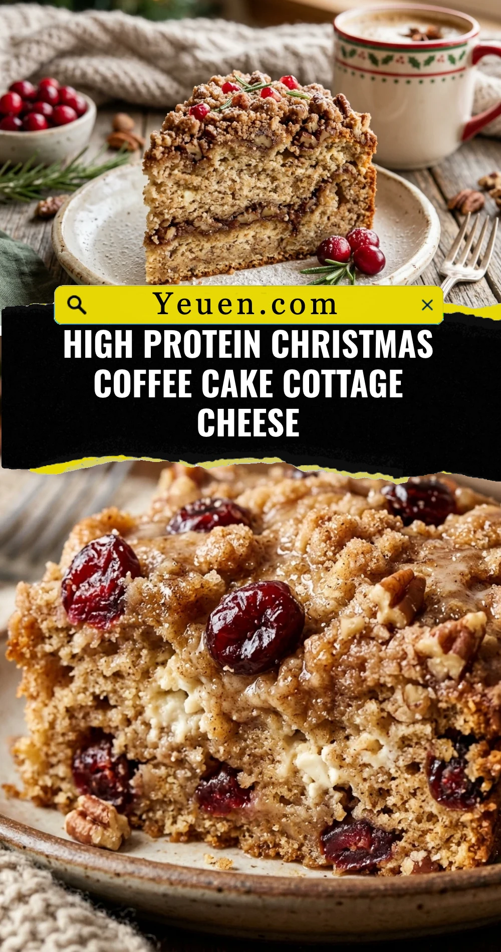 High Protein Christmas Coffee Cake Cottage Cheese