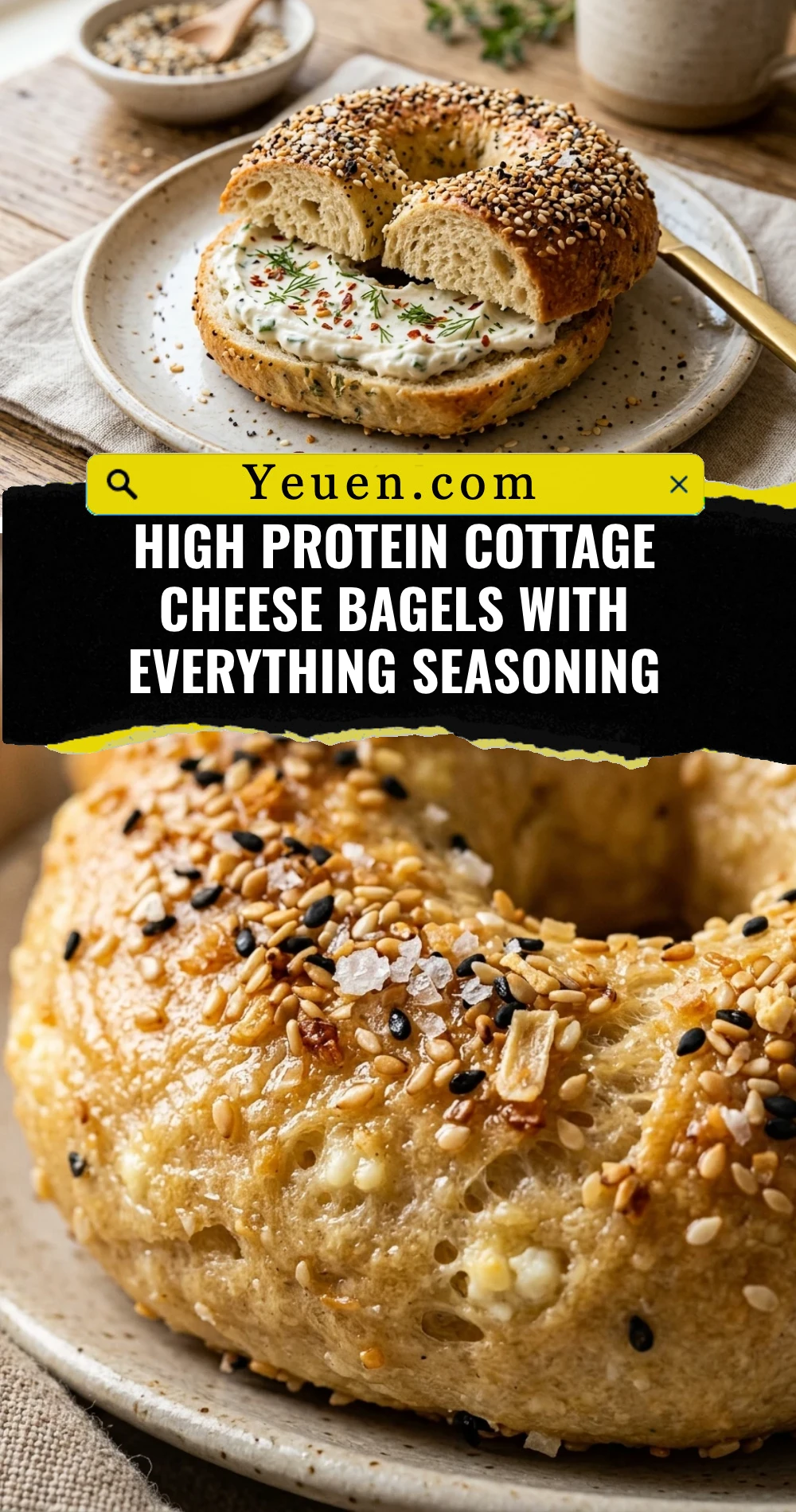High Protein Cottage Cheese Bagels With Everything Seasoning
