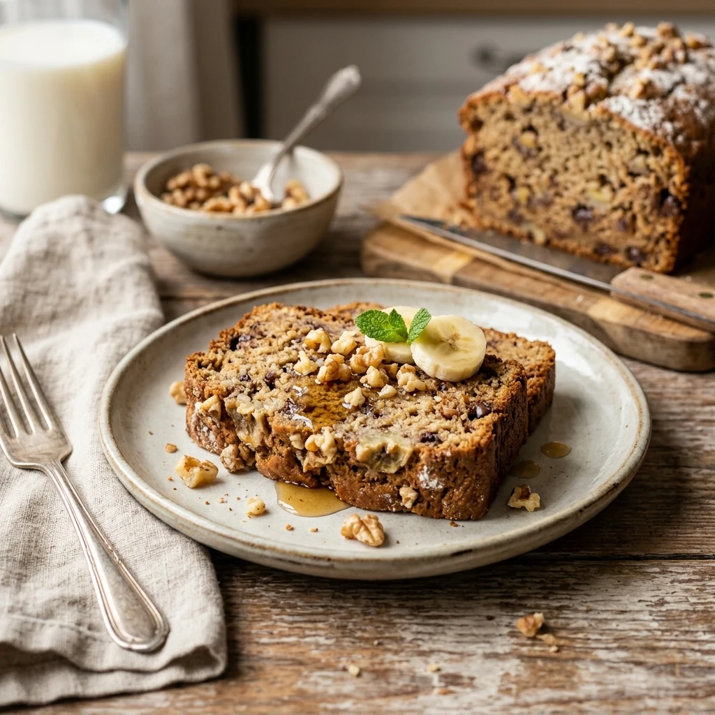High Protein Cottage Cheese Banana Bread With Walnuts