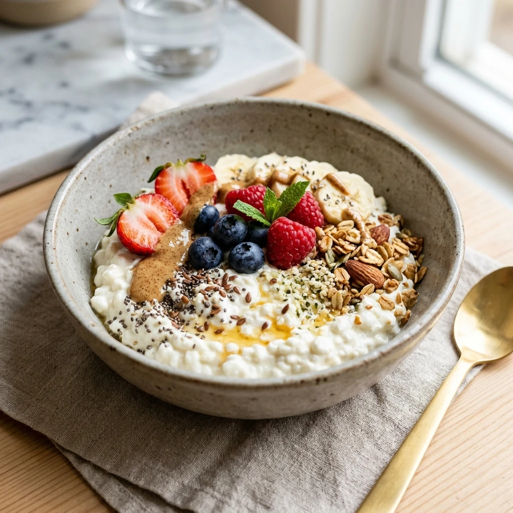 High Protein Cottage Cheese Breakfast Bowl 20g+ Easy No Powder