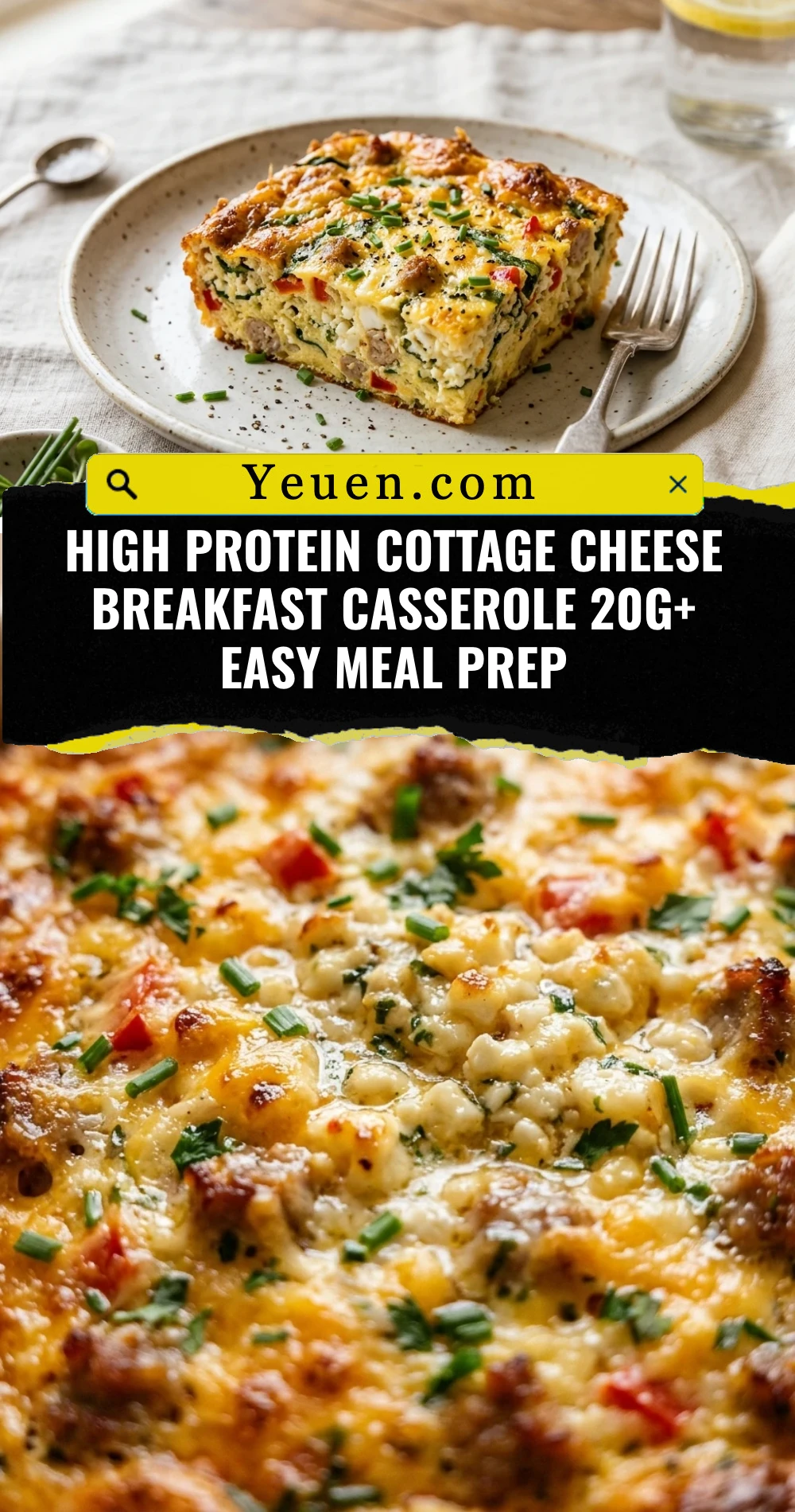 High Protein Cottage Cheese Breakfast Casserole 20g+ Easy Meal Prep
