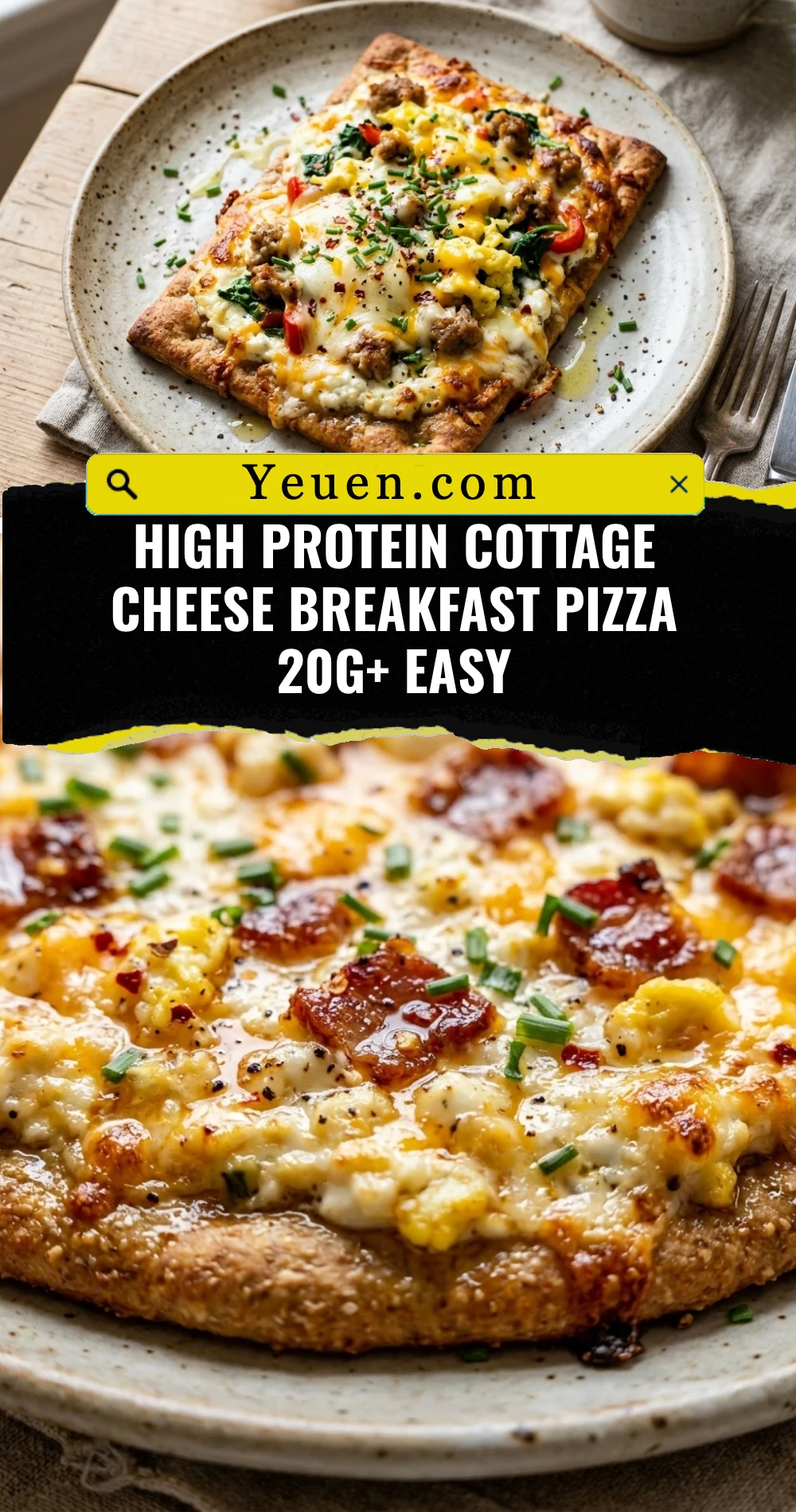 High Protein Cottage Cheese Breakfast Pizza 20g+ Easy
