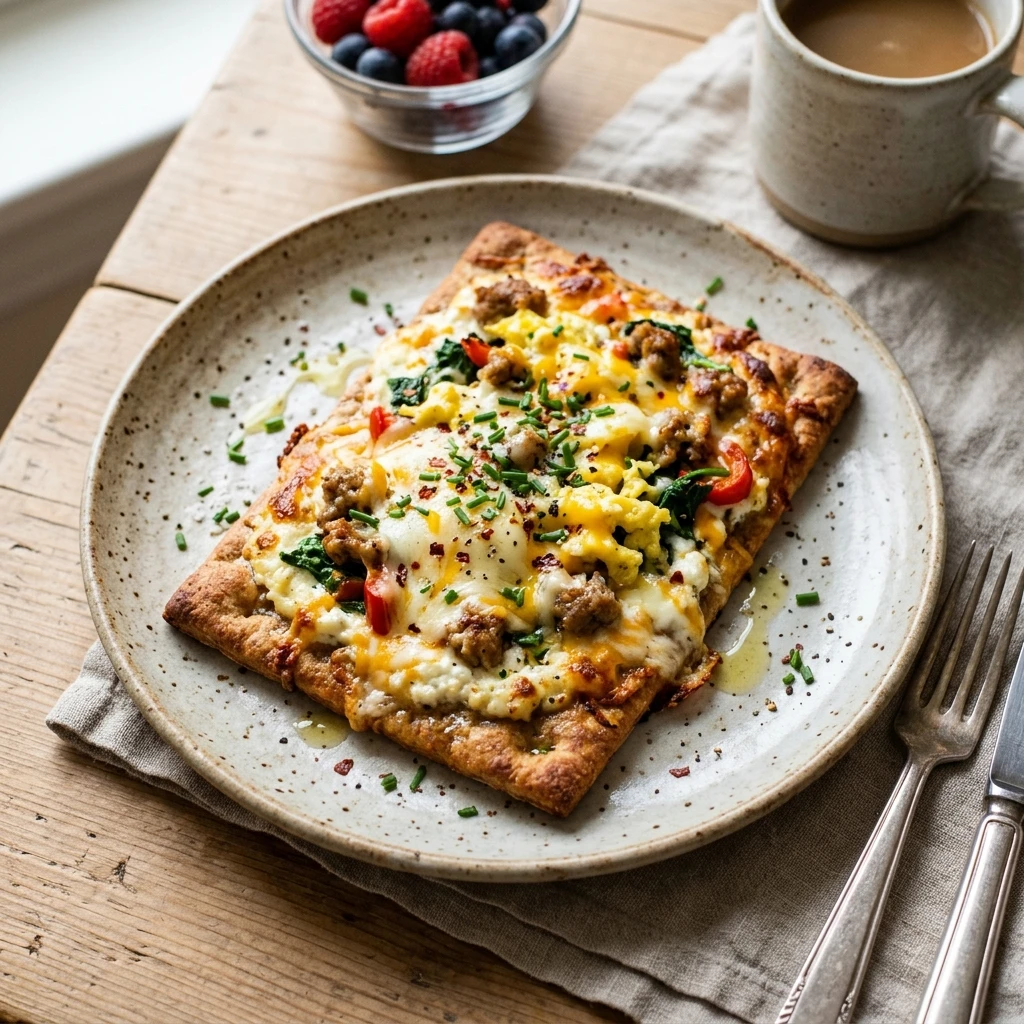 High Protein Cottage Cheese Breakfast Pizza 20g+ Easy