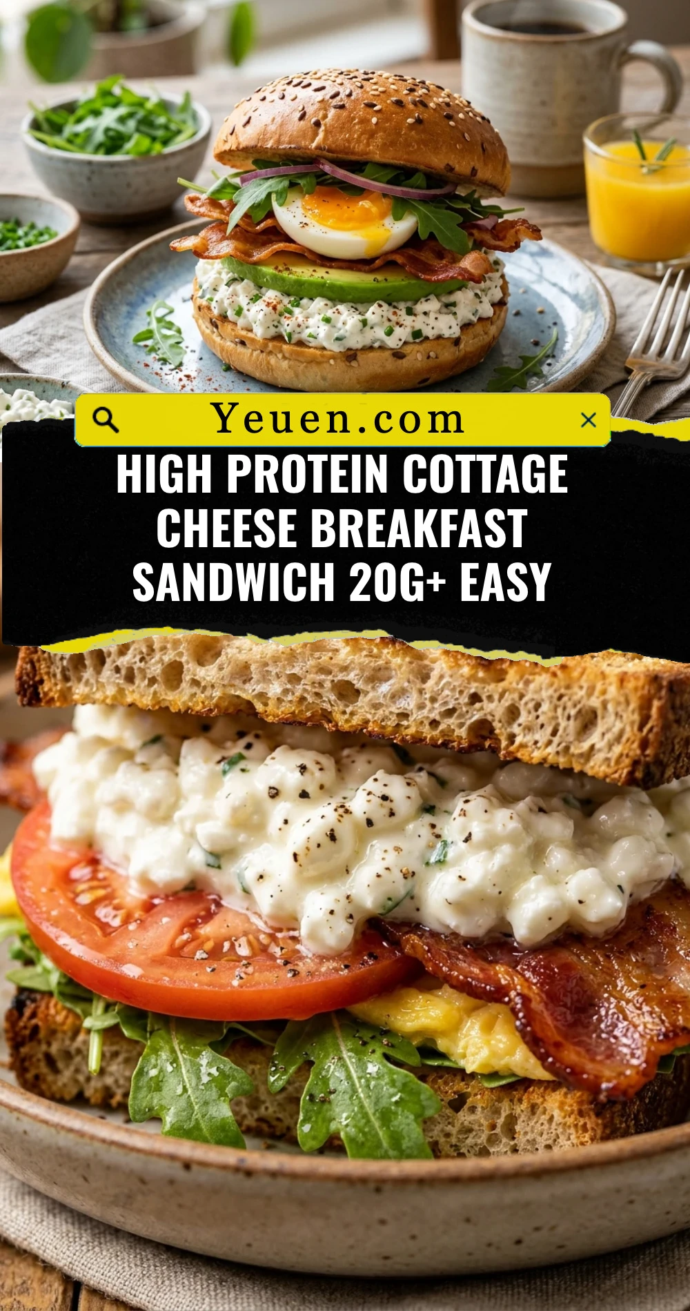 High Protein Cottage Cheese Breakfast Sandwich 20g+ Easy