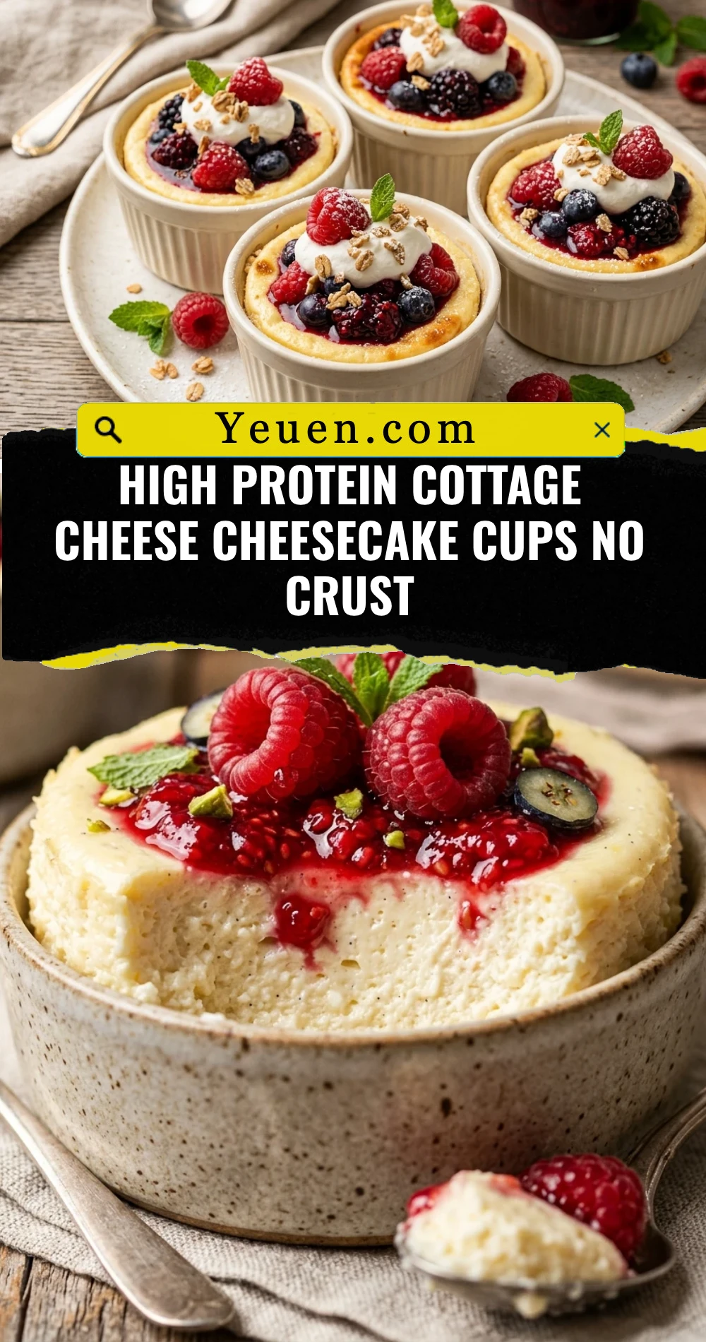 High Protein Cottage Cheese Cheesecake Cups No Crust