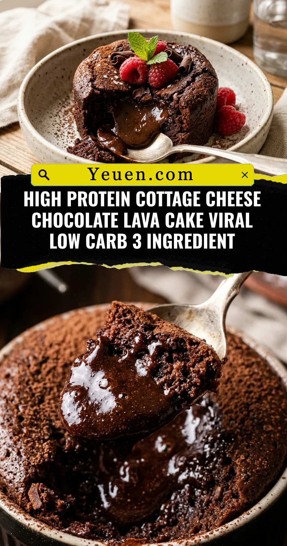 High Protein Cottage Cheese Chocolate Lava Cake Viral Low Carb 3 Ingredient