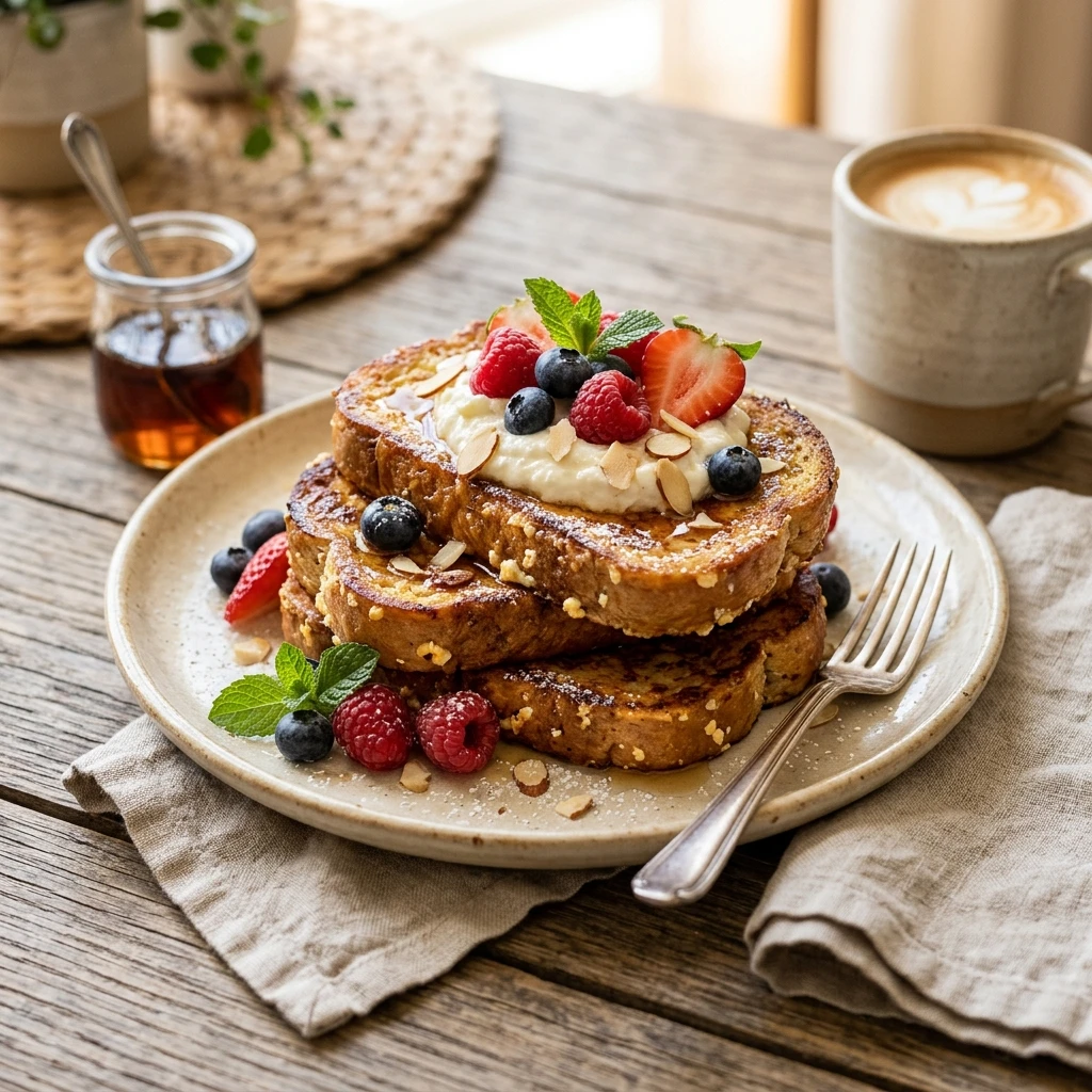 High Protein Cottage Cheese French Toast 20g+ 3 Ingredient Easy