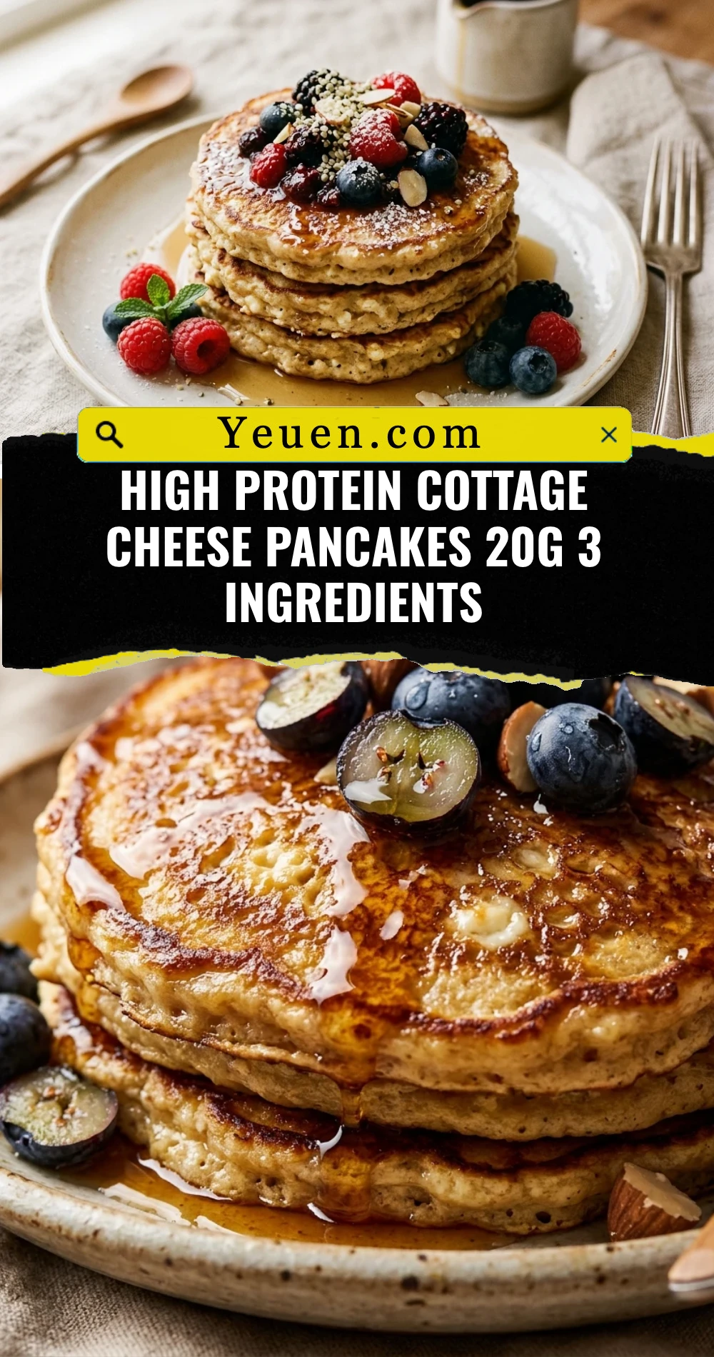 High Protein Cottage Cheese Pancakes 20g 3 Ingredients