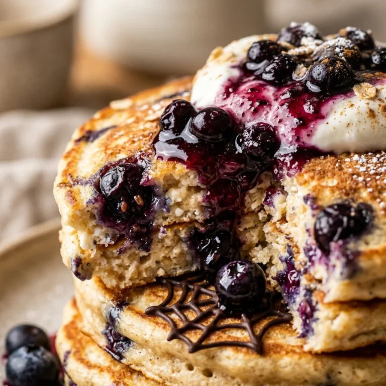 High Protein Cottage Cheese Pancakes With Blueberry Halloween