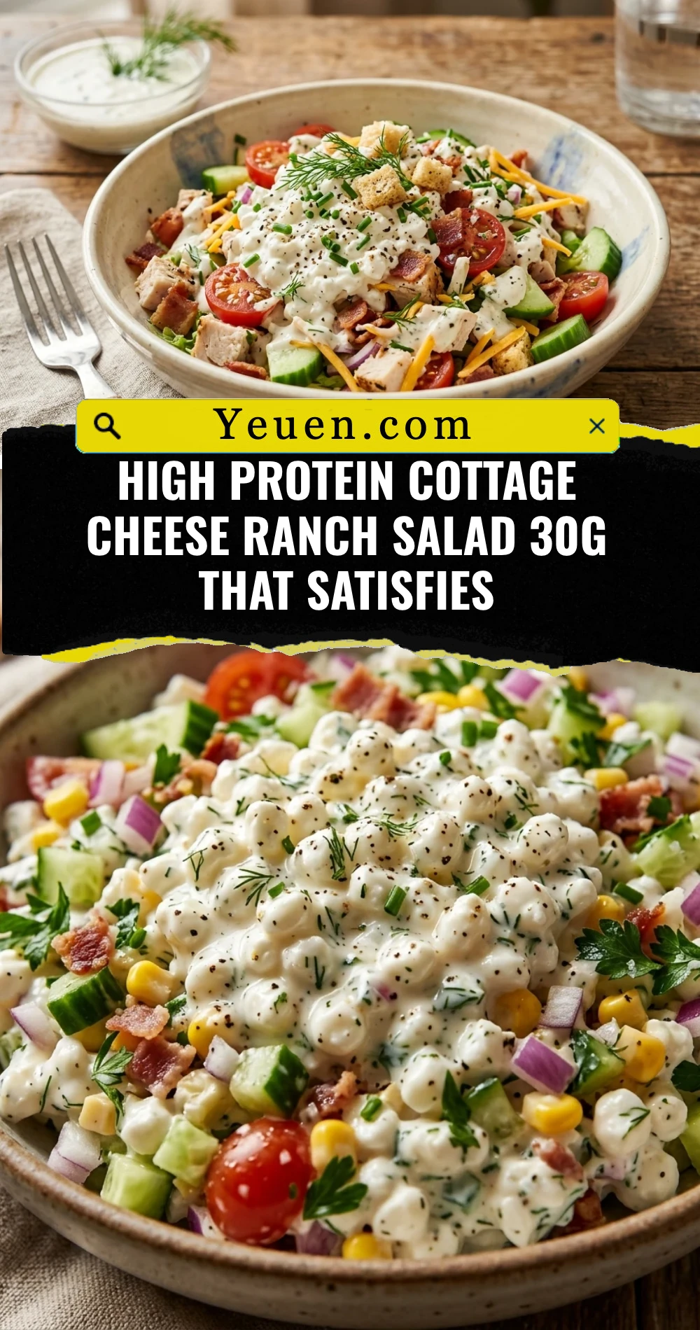 High Protein Cottage Cheese Ranch Salad 30g That Satisfies