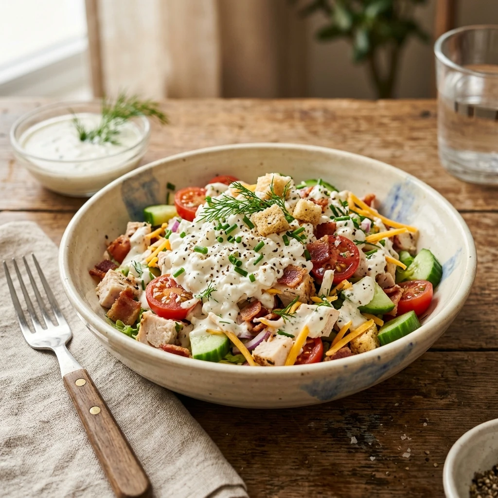 High Protein Cottage Cheese Ranch Salad 30g That Satisfies