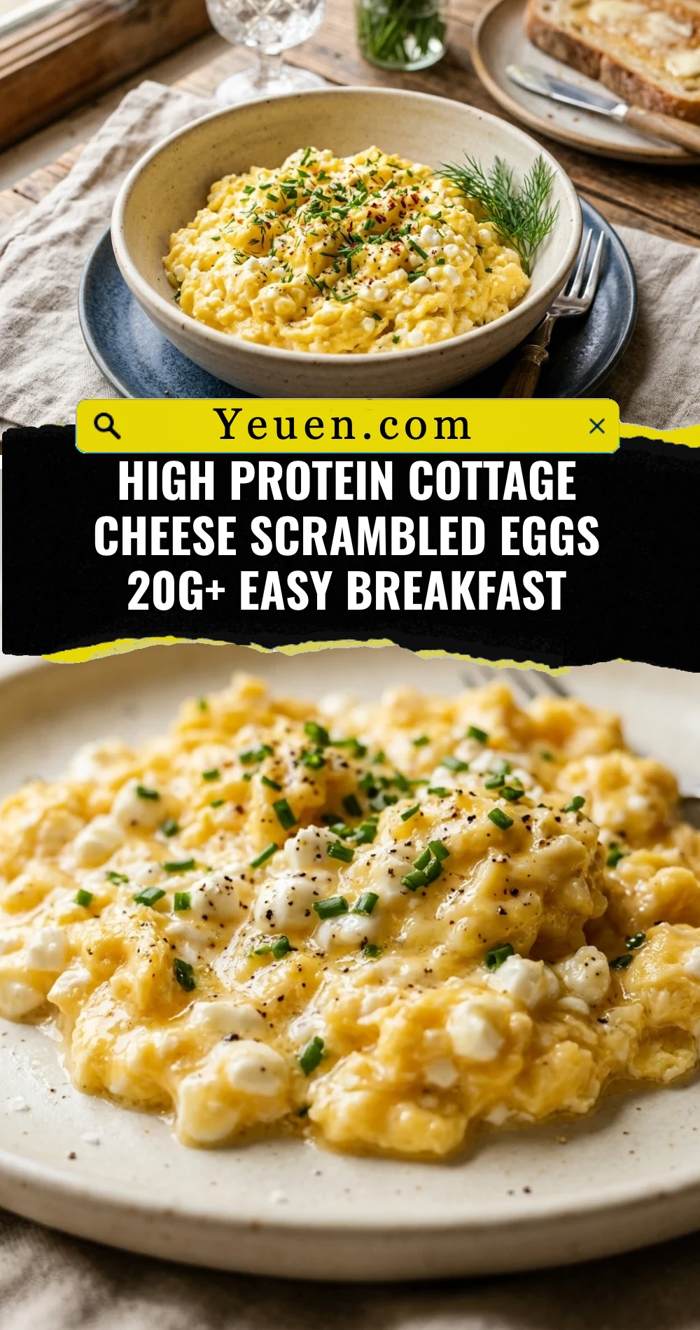 High Protein Cottage Cheese Scrambled Eggs 20g+ Easy Breakfast