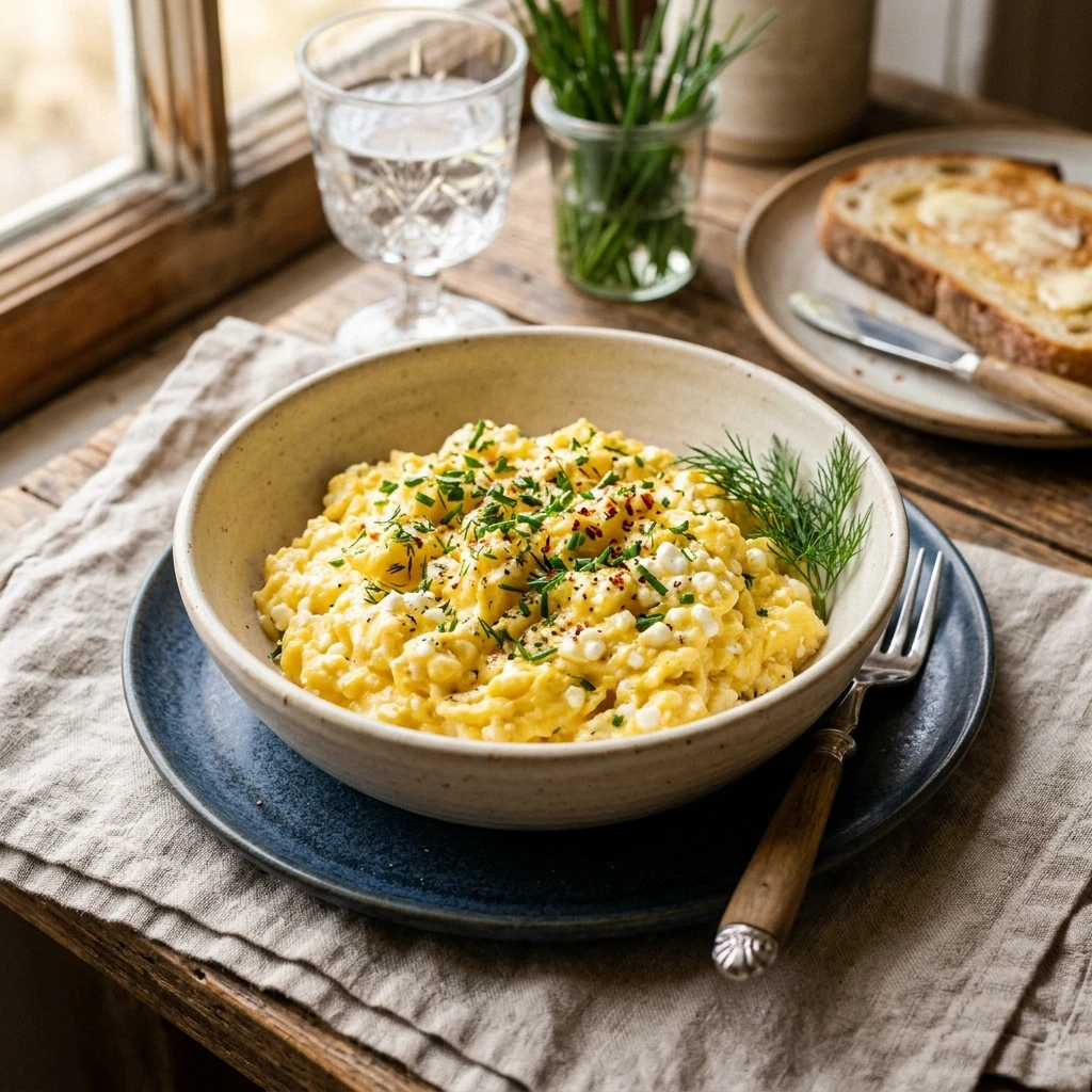 High Protein Cottage Cheese Scrambled Eggs 20g+ Easy Breakfast