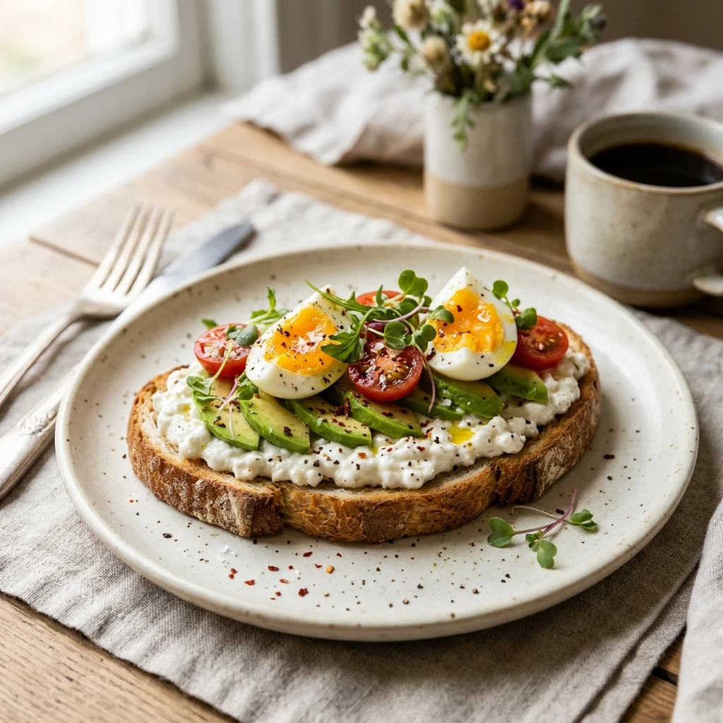 High Protein Cottage Cheese Toast 20g+ Easy Breakfast