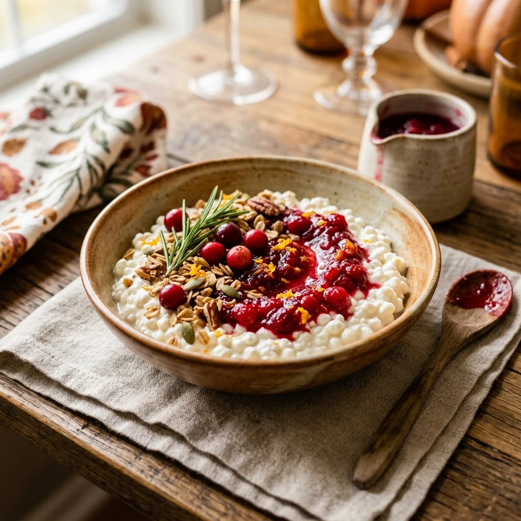 High Protein Cranberry Sauce Cottage Cheese Thanksgiving Healthy