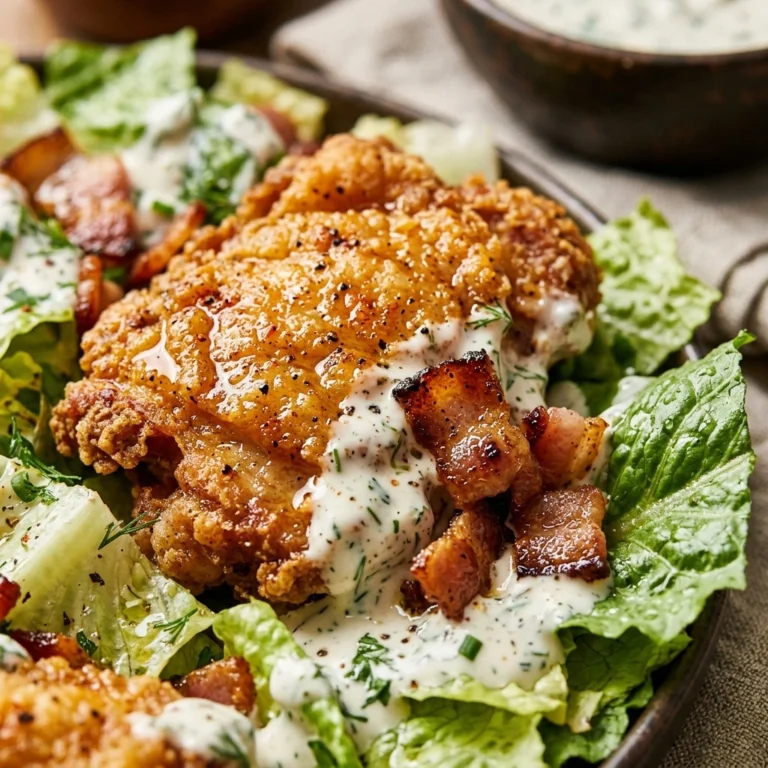 High Protein Crispy Chicken Bacon Ranch Salad