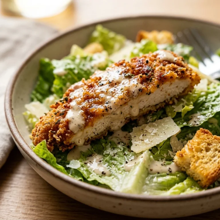 High Protein Crispy Chicken Caesar Salad