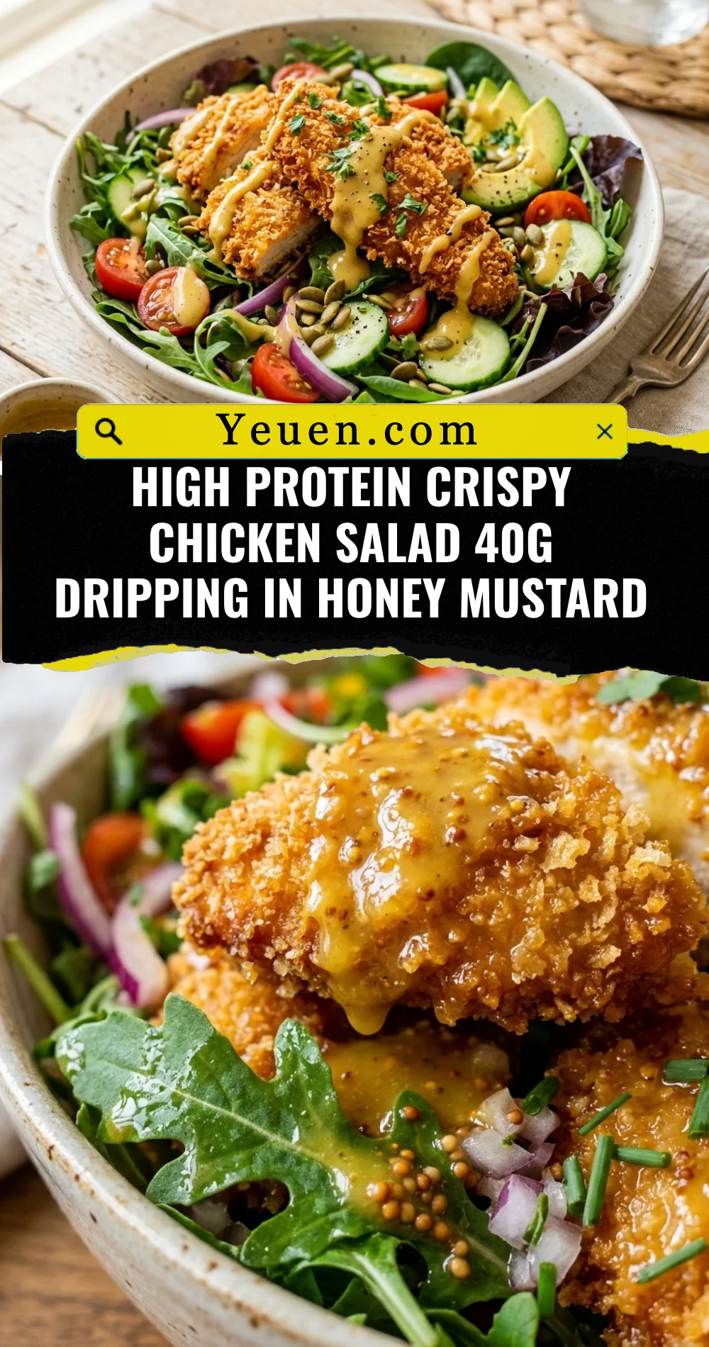 High Protein Crispy Chicken Salad 40g Dripping In Honey Mustard