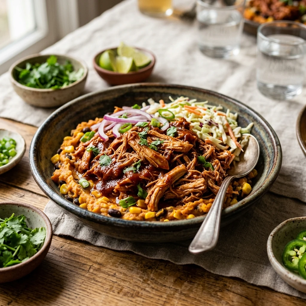 High Protein Crockpot BBQ Pulled Chicken That Feeds A Crowd Under $20