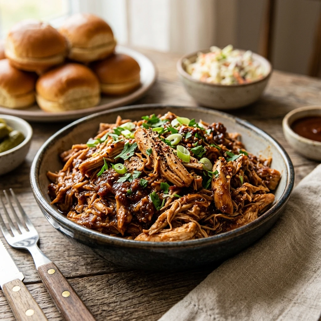 High Protein Crockpot BBQ Pulled Chicken That Feeds A Crowd