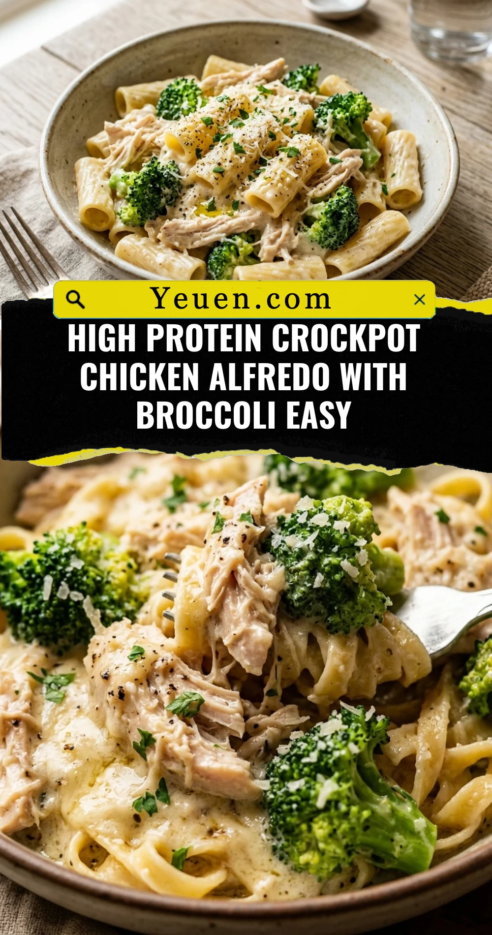 High Protein Crockpot Chicken Alfredo With Broccoli Easy