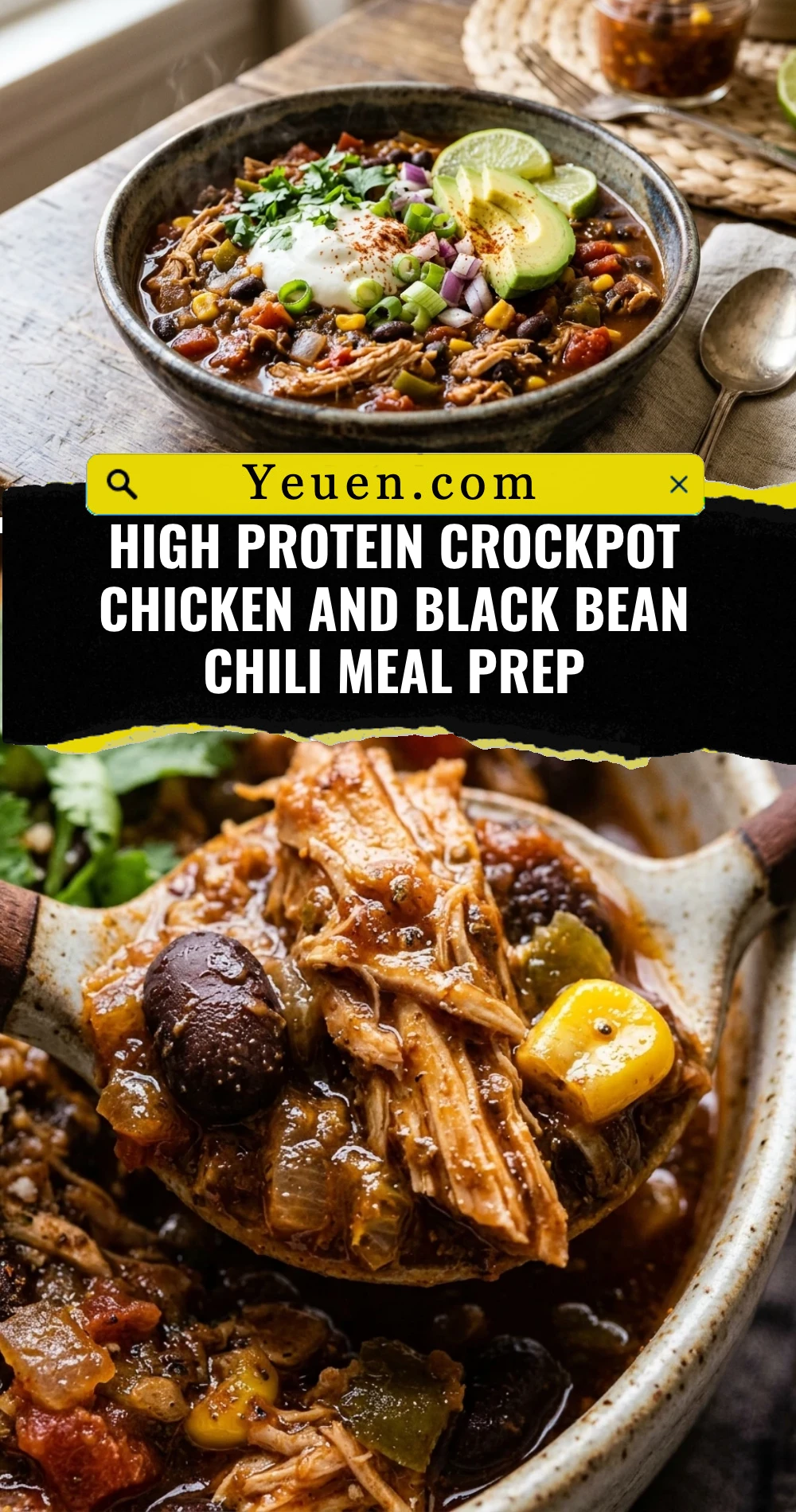 High Protein Crockpot Chicken And Black Bean Chili Meal Prep