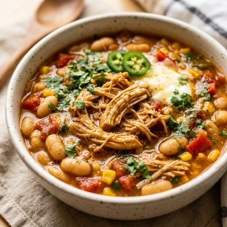 High Protein Crockpot Chicken And White Bean Chili Meal Prep