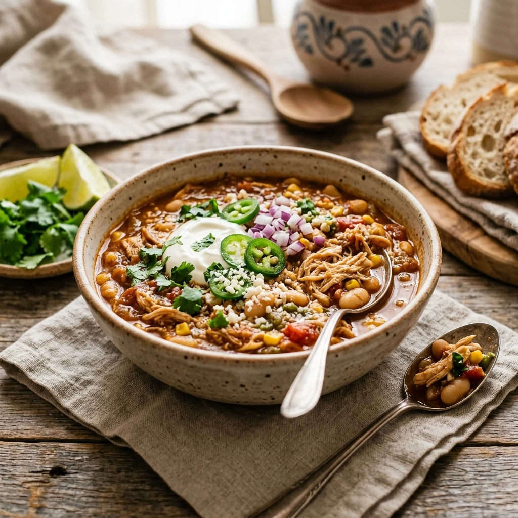 High Protein Crockpot Chicken And White Bean Chili Under $20 Feeds A Crowd