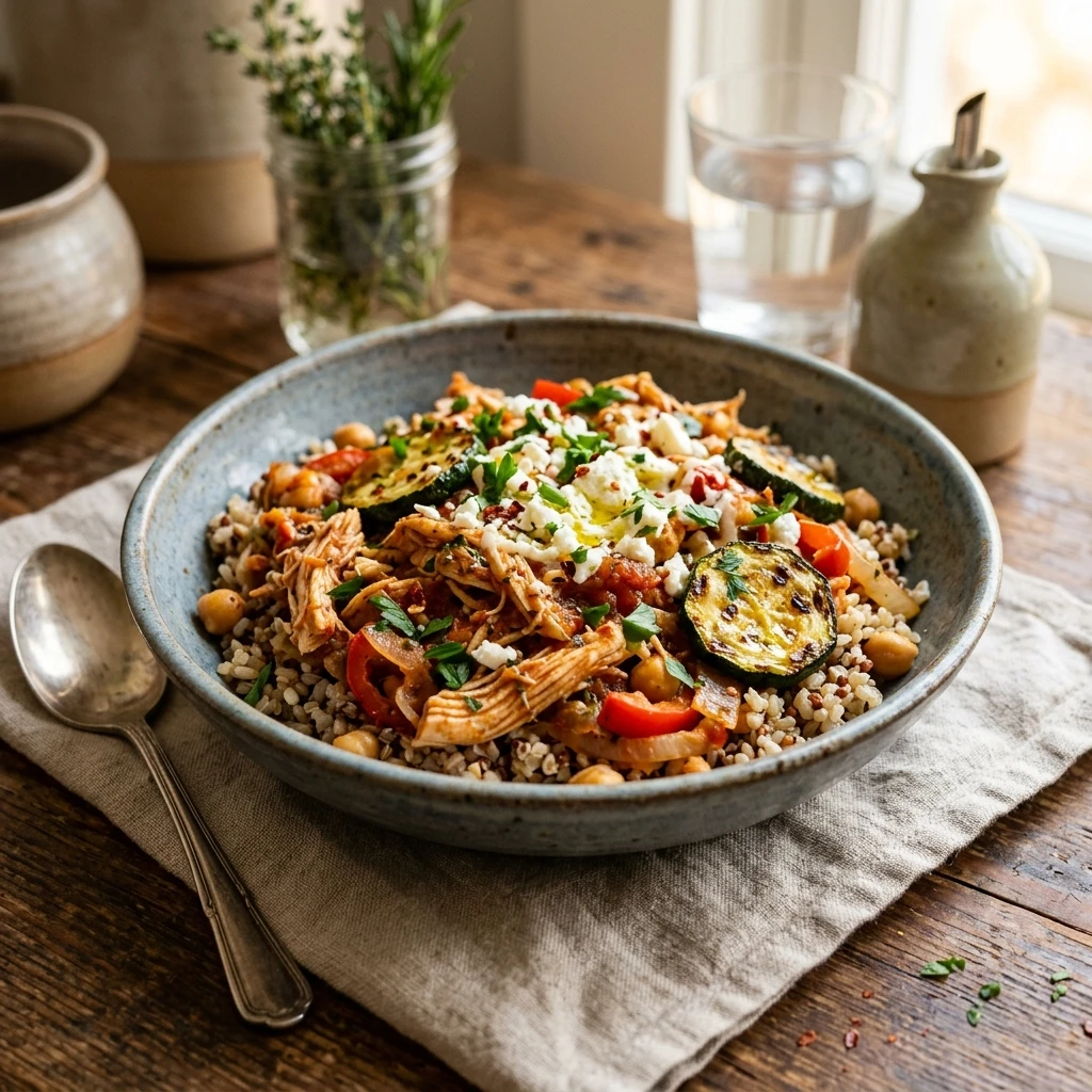 High Protein Crockpot Chicken And Zucchini Bowls Under $20 Feeds 8
