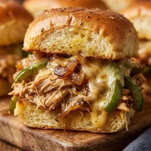 High Protein Crockpot Chicken Philly Cheesesteak Sliders That Feed A Crowd Game Day Under $20